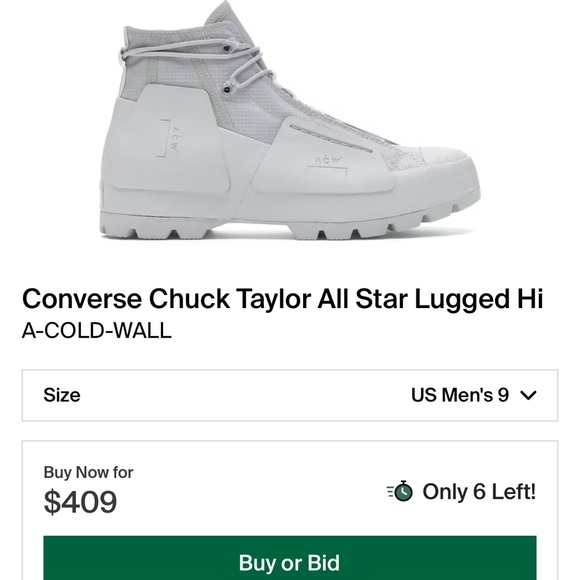 A-COLD-WALL* x Converse CTAS Lugged Hi 168177C Gray Violet/Black Women’s Size 9 - Picture 2 of 14